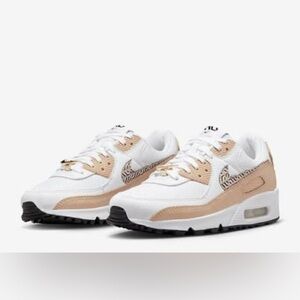 Nike Air Max 90 White and Tan Sneakers